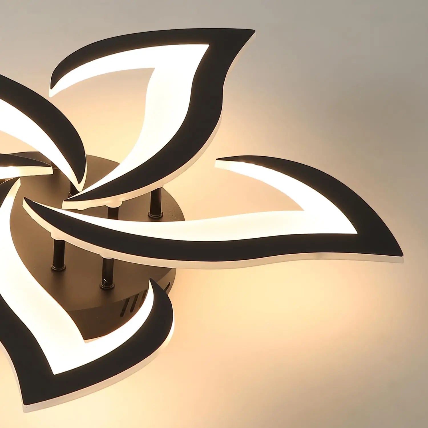 Modern Led Ceiling Light,60W Creative Petals Design Ceiling Light,Acrylic Ceiling Lamp,for Living Room Diameter Black 3000K - WAREHOUSE SHOP