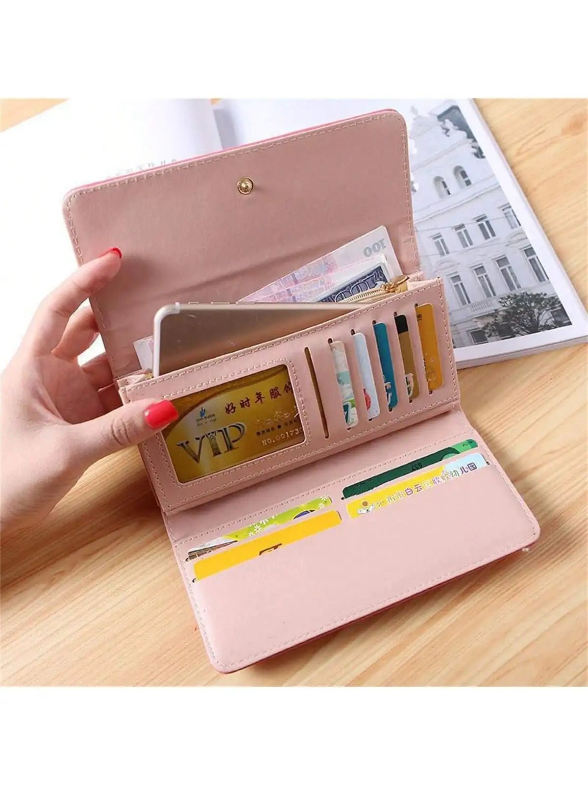 Multifunctional long wallet diamond love crown buckle student ladies clutch large capacity cell phone bag - WAREHOUSE SHOP