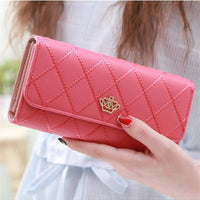 Multifunctional long wallet diamond love crown buckle student ladies clutch large capacity cell phone bag - WAREHOUSE SHOP