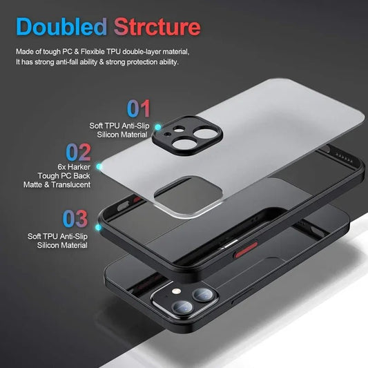 New Armor Bumper Shockproof Phone Case For iPhone 15 11 12 13 Mini 14 Pro XR X Xs Max Plus Silicone Hard Cover Capa - WAREHOUSE SHOP
