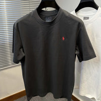 New cotton men's short sleeve round neck T-shirt summer fashion high - end brand embroidery ponytail embroidery Korean top T-shirt - WAREHOUSE SHOP