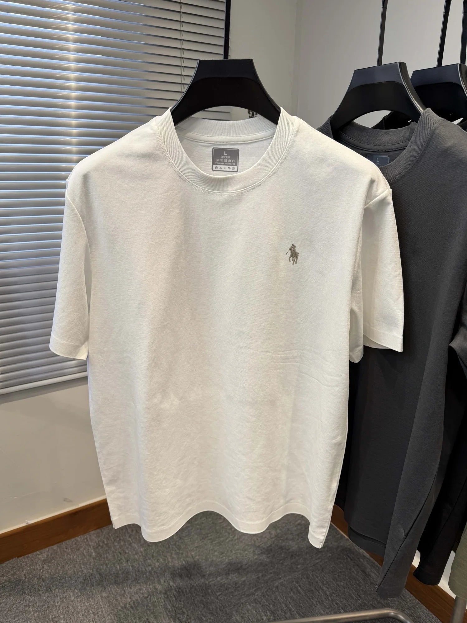 New cotton men's short sleeve round neck T-shirt summer fashion high - end brand embroidery ponytail embroidery Korean top T-shirt - WAREHOUSE SHOP