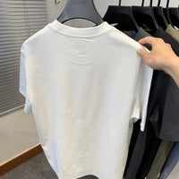 New cotton men's short sleeve round neck T-shirt summer fashion high - end brand embroidery ponytail embroidery Korean top T-shirt - WAREHOUSE SHOP