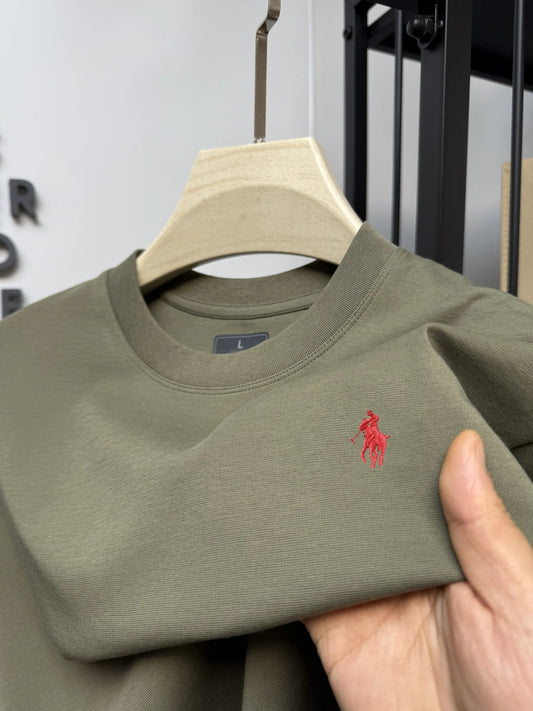 New cotton men's short sleeve round neck T-shirt summer fashion high - end brand embroidery ponytail embroidery Korean top T-shirt - WAREHOUSE SHOP