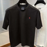 New cotton men's short sleeve round neck T-shirt summer fashion high - end brand embroidery ponytail embroidery Korean top T-shirt - WAREHOUSE SHOP