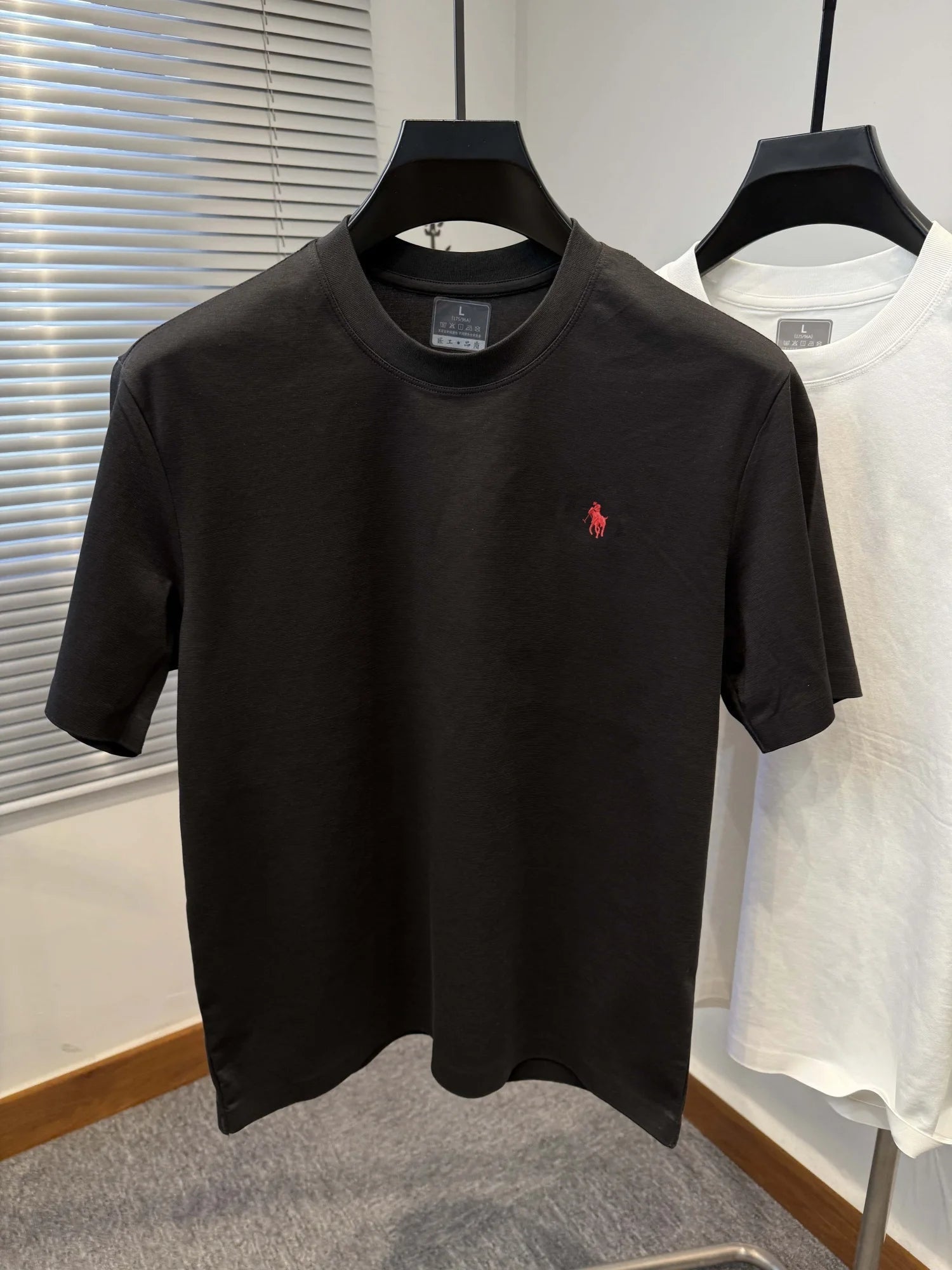 New cotton men's short sleeve round neck T-shirt summer fashion high - end brand embroidery ponytail embroidery Korean top T-shirt - WAREHOUSE SHOP