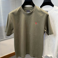 New cotton men's short sleeve round neck T-shirt summer fashion high - end brand embroidery ponytail embroidery Korean top T-shirt - WAREHOUSE SHOP