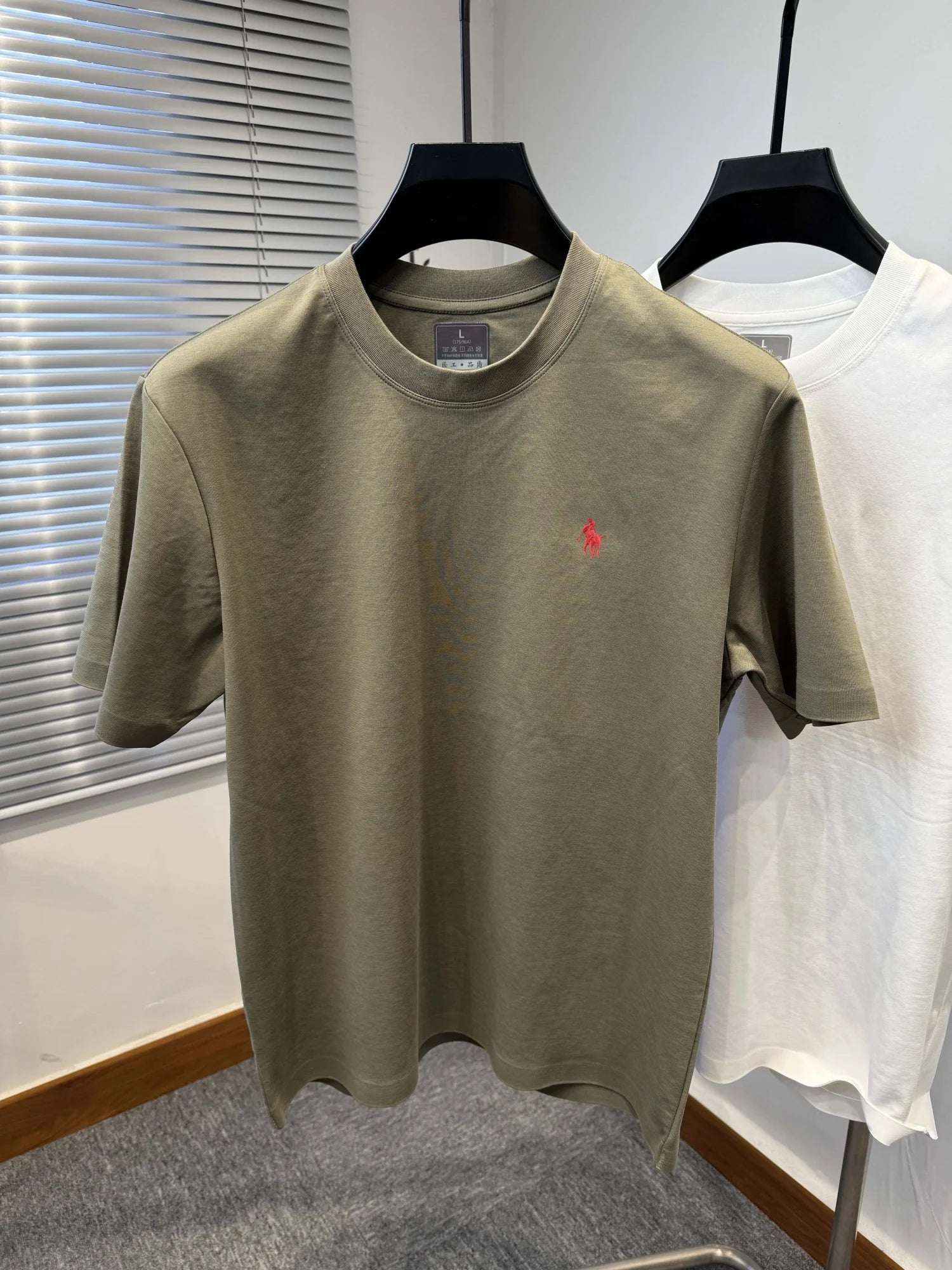 New cotton men's short sleeve round neck T-shirt summer fashion high - end brand embroidery ponytail embroidery Korean top T-shirt - WAREHOUSE SHOP