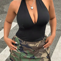 New elegant color, women's sexy versatile halter top vest. Plus Sized fitted Top for regular women wears. - WAREHOUSE SHOP
