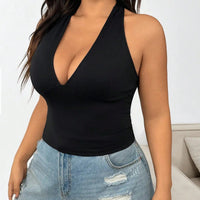 New elegant color, women's sexy versatile halter top vest. Plus Sized fitted Top for regular women wears. - WAREHOUSE SHOP