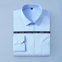New Men Formal Shirt Long Sleeve Office Solid Color Anti - Wrinkle Fashion Business Pocket White Social Pocket Shirts 5XL 6XL 7XL - WAREHOUSE SHOP