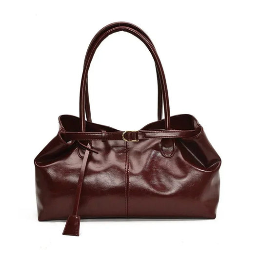New PU Leather Tote Bag. Slouchy Hobo Handbag Fashion Shoulder Bag. Large Top Handle Bag for Women Work Shopping Travel - WAREHOUSE SHOP