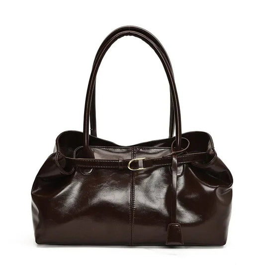 New PU Leather Tote Bag. Slouchy Hobo Handbag Fashion Shoulder Bag. Large Top Handle Bag for Women Work Shopping Travel - WAREHOUSE SHOP