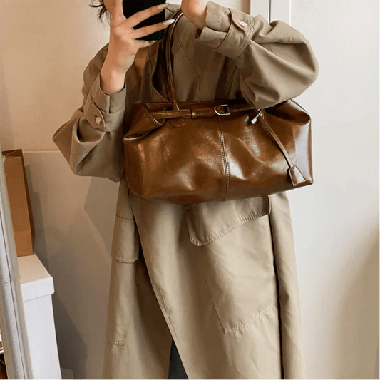 New PU Leather Tote Bag. Slouchy Hobo Handbag Fashion Shoulder Bag. Large Top Handle Bag for Women Work Shopping Travel - WAREHOUSE SHOP