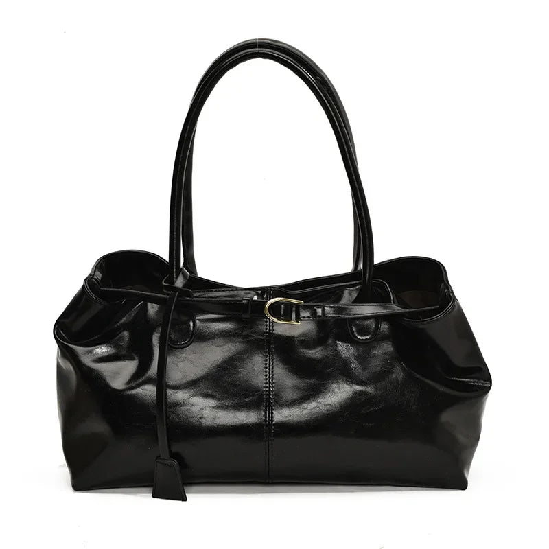 New PU Leather Tote Bag. Slouchy Hobo Handbag Fashion Shoulder Bag. Large Top Handle Bag for Women Work Shopping Travel - WAREHOUSE SHOP