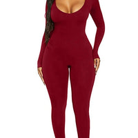 New Women's Jumpsuit Long Sleeve. Solid Color Skinny Jumpsuit, Fitness Jumpsuit Pullover. - WAREHOUSE SHOP
