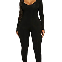 New Women's Jumpsuit Long Sleeve. Solid Color Skinny Jumpsuit, Fitness Jumpsuit Pullover. - WAREHOUSE SHOP