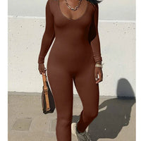 New Women's Jumpsuit Long Sleeve. Solid Color Skinny Jumpsuit, Fitness Jumpsuit Pullover. - WAREHOUSE SHOP