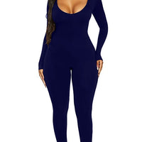 New Women's Jumpsuit Long Sleeve. Solid Color Skinny Jumpsuit, Fitness Jumpsuit Pullover. - WAREHOUSE SHOP