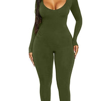 New Women's Jumpsuit Long Sleeve. Solid Color Skinny Jumpsuit, Fitness Jumpsuit Pullover. - WAREHOUSE SHOP
