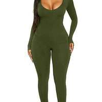 New Women's Jumpsuit Long Sleeve. Solid Color Skinny Jumpsuit, Fitness Jumpsuit Pullover. - WAREHOUSE SHOP