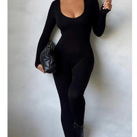 New Women's Jumpsuit Long Sleeve. Solid Color Skinny Jumpsuit, Fitness Jumpsuit Pullover. - WAREHOUSE SHOP