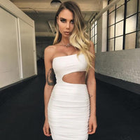 One - shoulder Short Dress, Fashion Hollow Mini Dresses For Women - WAREHOUSE SHOP