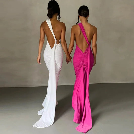 One Shoulder Sleeveless Backless Dress. Dresses For Women Club, Birthday Party, Evening Prom. from Neon y2k. - WAREHOUSE SHOP
