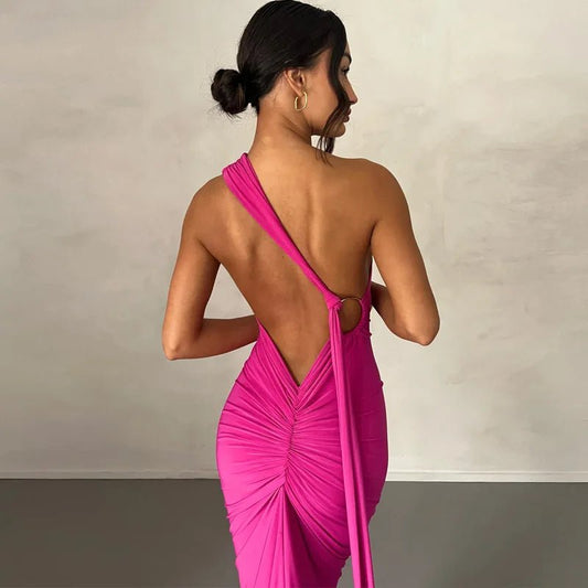One Shoulder Sleeveless Backless Dress. Dresses For Women Club, Birthday Party, Evening Prom. from Neon y2k. - WAREHOUSE SHOP