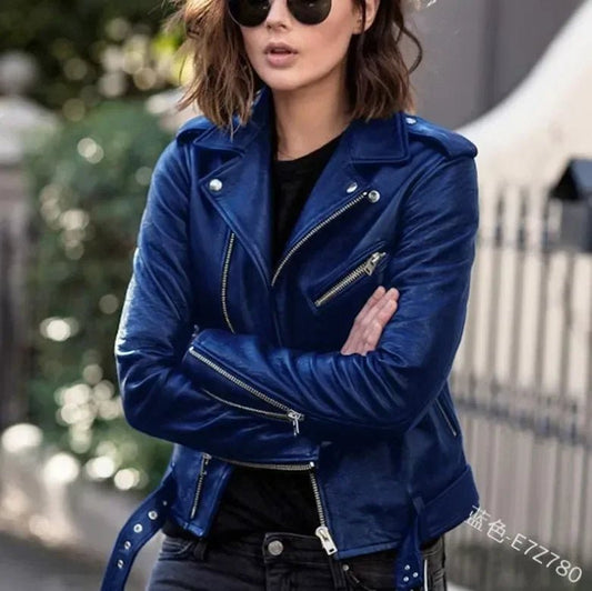 Original Women’s Leather Coat – Short Slim - Fit Jacket for Winter & Autumn. Stylish leather jackets, perfect for casual or chic outfits. - WAREHOUSE SHOP