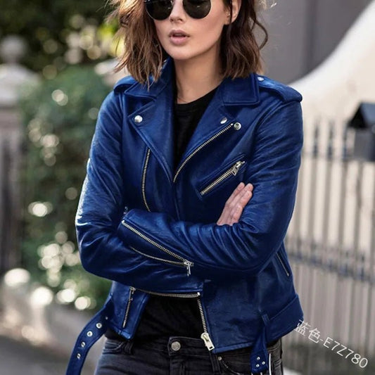 Original Women’s Leather Coat – Short Slim - Fit Jacket for Winter & Autumn. Stylish leather jackets, perfect for casual or chic outfits. - WAREHOUSE SHOP