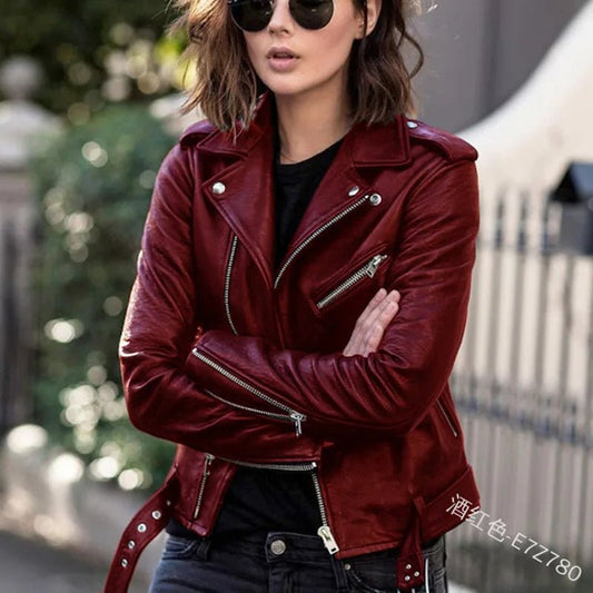 Original Women’s Leather Coat – Short Slim - Fit Jacket for Winter & Autumn. Stylish leather jackets, perfect for casual or chic outfits. - WAREHOUSE SHOP