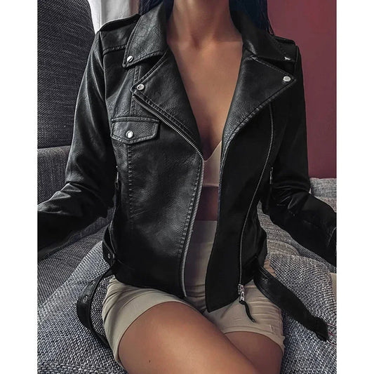 Original Women’s Leather Coat – Short Slim - Fit Jacket for Winter & Autumn. Stylish leather jackets, perfect for casual or chic outfits. - WAREHOUSE SHOP
