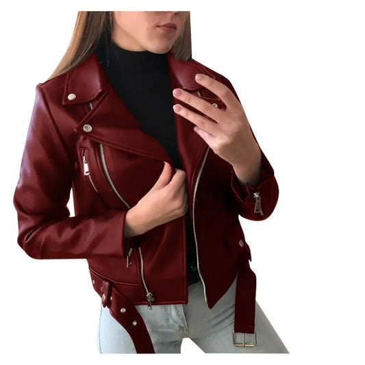 Original Women’s Leather Coat – Short Slim - Fit Jacket for Winter & Autumn. Stylish leather jackets, perfect for casual or chic outfits. - WAREHOUSE SHOP