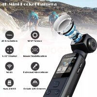 Portable Mini 4K HD Pocket WiFi Camera. 270° Rotatable, Anti Shake, Outdoor Sports, DV DVR Video Recorder, Riding Bicycle Camcorders - WAREHOUSE SHOP