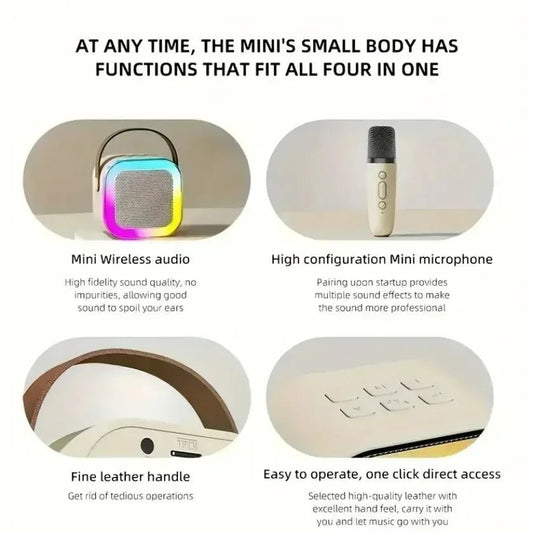 Portable XIKCU K12 Bluetooth karaoke with PA speaker and wireless mics – perfect for home, family, and kids’ singing. - WAREHOUSE SHOP