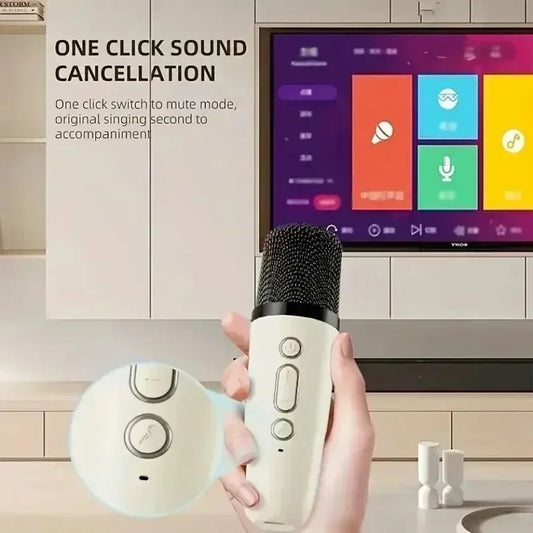 Portable XIKCU K12 Bluetooth karaoke with PA speaker and wireless mics – perfect for home, family, and kids’ singing. - WAREHOUSE SHOP