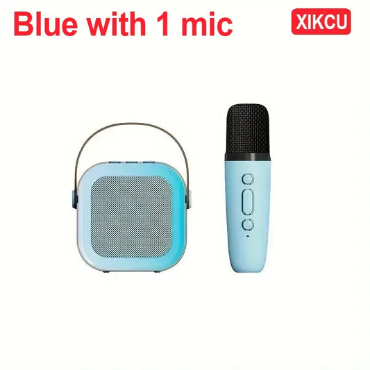 Portable XIKCU K12 Bluetooth karaoke with PA speaker and wireless mics – perfect for home, family, and kids’ singing. - WAREHOUSE SHOP