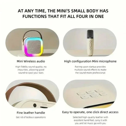Portable XIKCU K12 Bluetooth karaoke with PA speaker and wireless mics – perfect for home, family, and kids’ singing. - WAREHOUSE SHOP