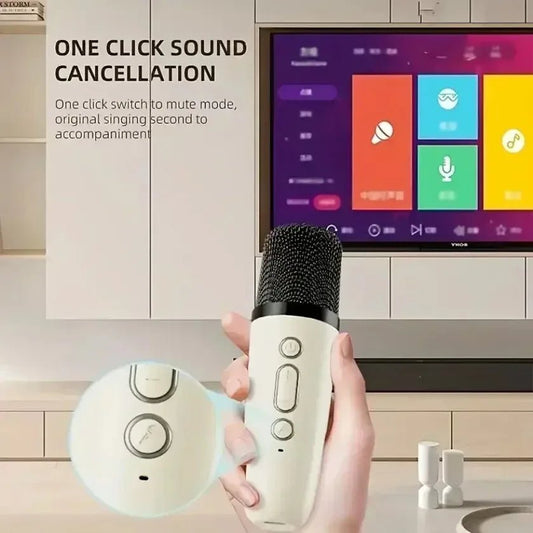Portable XIKCU K12 Bluetooth karaoke with PA speaker and wireless mics – perfect for home, family, and kids’ singing. - WAREHOUSE SHOP
