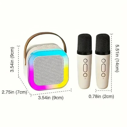 Portable XIKCU K12 Bluetooth karaoke with PA speaker and wireless mics – perfect for home, family, and kids’ singing. - WAREHOUSE SHOP