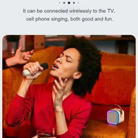Portable XIKCU K12 Bluetooth karaoke with PA speaker and wireless mics – perfect for home, family, and kids’ singing. - WAREHOUSE SHOP