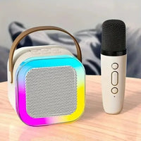 Portable XIKCU K12 Bluetooth karaoke with PA speaker and wireless mics – perfect for home, family, and kids’ singing. - WAREHOUSE SHOP