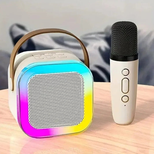 Portable XIKCU K12 Bluetooth karaoke with PA speaker and wireless mics – perfect for home, family, and kids’ singing. - WAREHOUSE SHOP