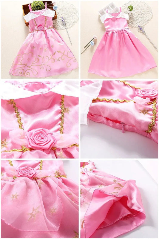 Princess Costume Dress – Rapunzel & Belle Fancy Flower Vestido for Girls, Christmas, Birthday & Carnival - WAREHOUSE SHOP