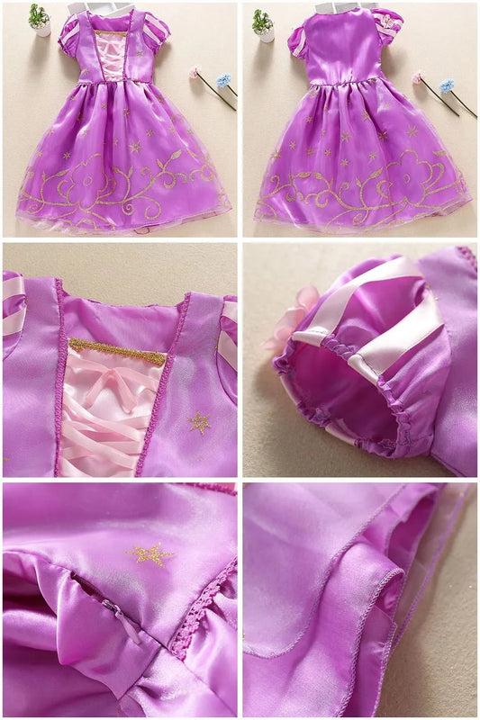 Princess Costume Dress – Rapunzel & Belle Fancy Flower Vestido for Girls, Christmas, Birthday & Carnival - WAREHOUSE SHOP