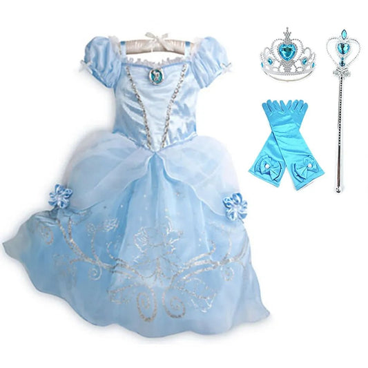Princess Costume Dress – Rapunzel & Belle Fancy Flower Vestido for Girls, Christmas, Birthday & Carnival - WAREHOUSE SHOP