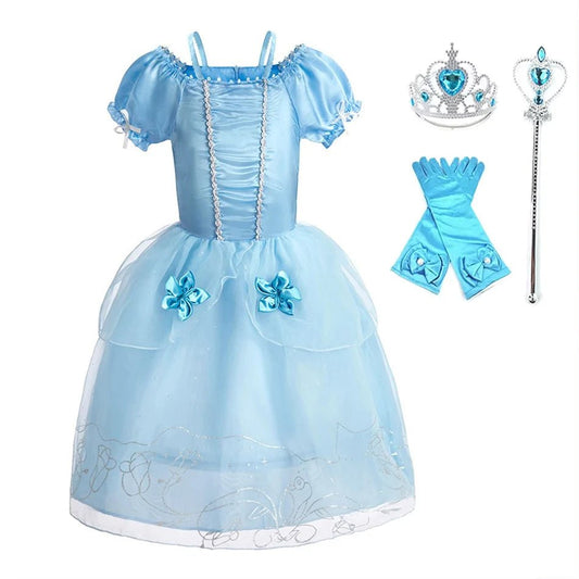 Princess Costume Dress – Rapunzel & Belle Fancy Flower Vestido for Girls, Christmas, Birthday & Carnival - WAREHOUSE SHOP