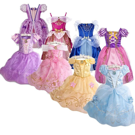 Princess Costume Dress – Rapunzel & Belle Fancy Flower Vestido for Girls, Christmas, Birthday & Carnival - WAREHOUSE SHOP