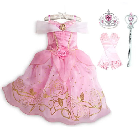 Princess Costume Dress – Rapunzel & Belle Fancy Flower Vestido for Girls, Christmas, Birthday & Carnival - WAREHOUSE SHOP